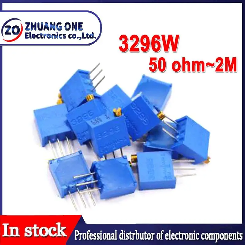 10pcs/lot New 3296W  Multiturn Trimmer Potentiometer 10R 20R 50R 100R 200R 500R 1K 2K 3K 5K 10K 20K 30K 50K 100K 200K 500K 1M 2M