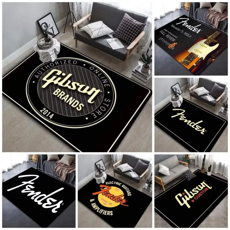 Fender Guitar Carpet for Living Room Decoration Large Area Comfortable Resistant To Dirt Non-slip Rug Flannel Bedroom Floor Mat