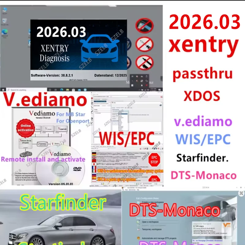 Xentry 2026.03 Passthru / XDOS Full Version для диагностического программного обеспечения Mercedes-Benz с поддержкой нескольких языков для J2534 OpenPort
