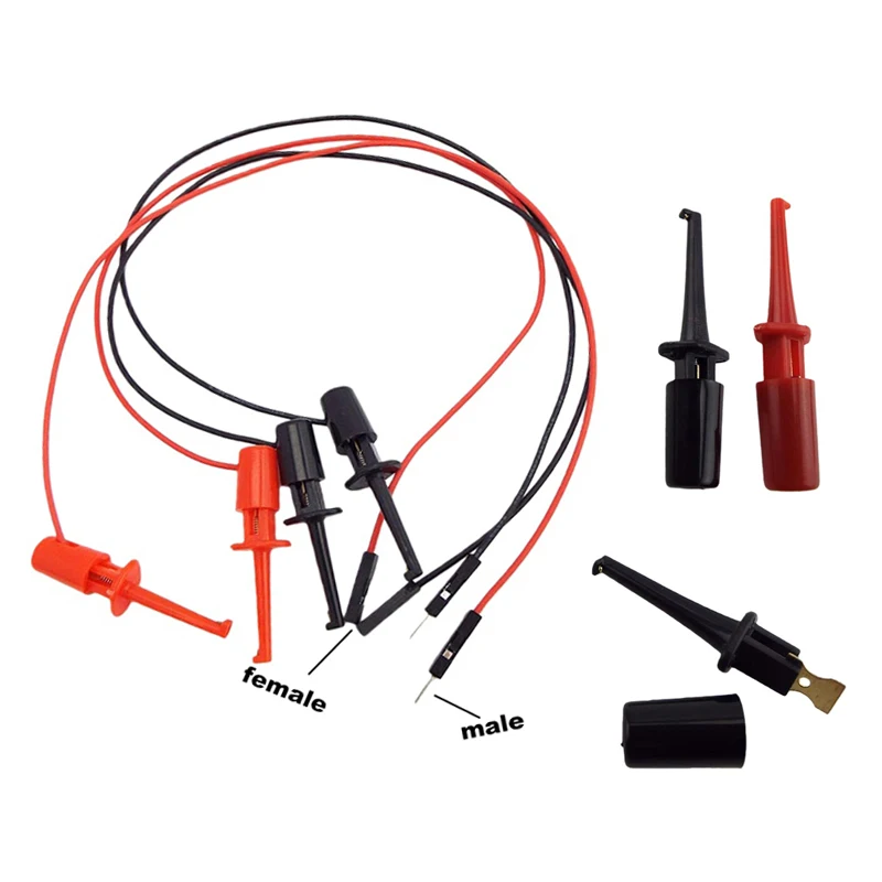 red black Test Hook Clip With Male female Head Dupont Line Transistor Tester Hook For Electrical Type Instrumentation N6