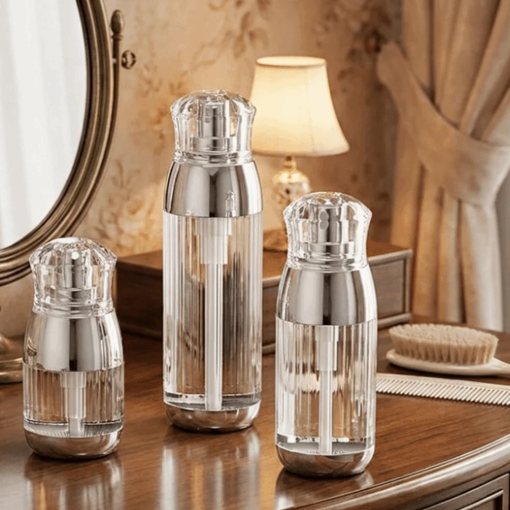 

3PCS 30/60/90ML Travel Spray Bottle Leak-Proof Refillable Makeup Dispenser Press-type Silver/Gold Sub-packing Bottle Home