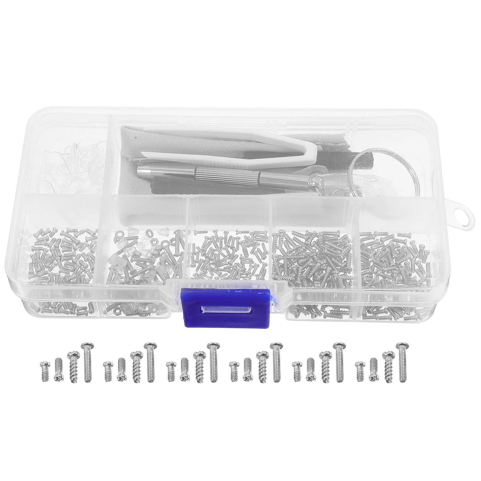 

1Set Eyeglass Repair Screws Kit Nose Pads Precision Screwdrivers Cleaning Cloth Tweezers Glasses Repair Tool Set