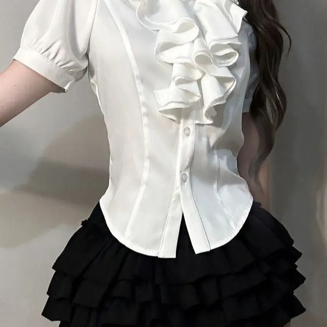 Jupe ort taille haute bouffante f-longueur Ballet Sle Y2K minceur gâteau conception printemps été Faion Version coréenne étudiant U...