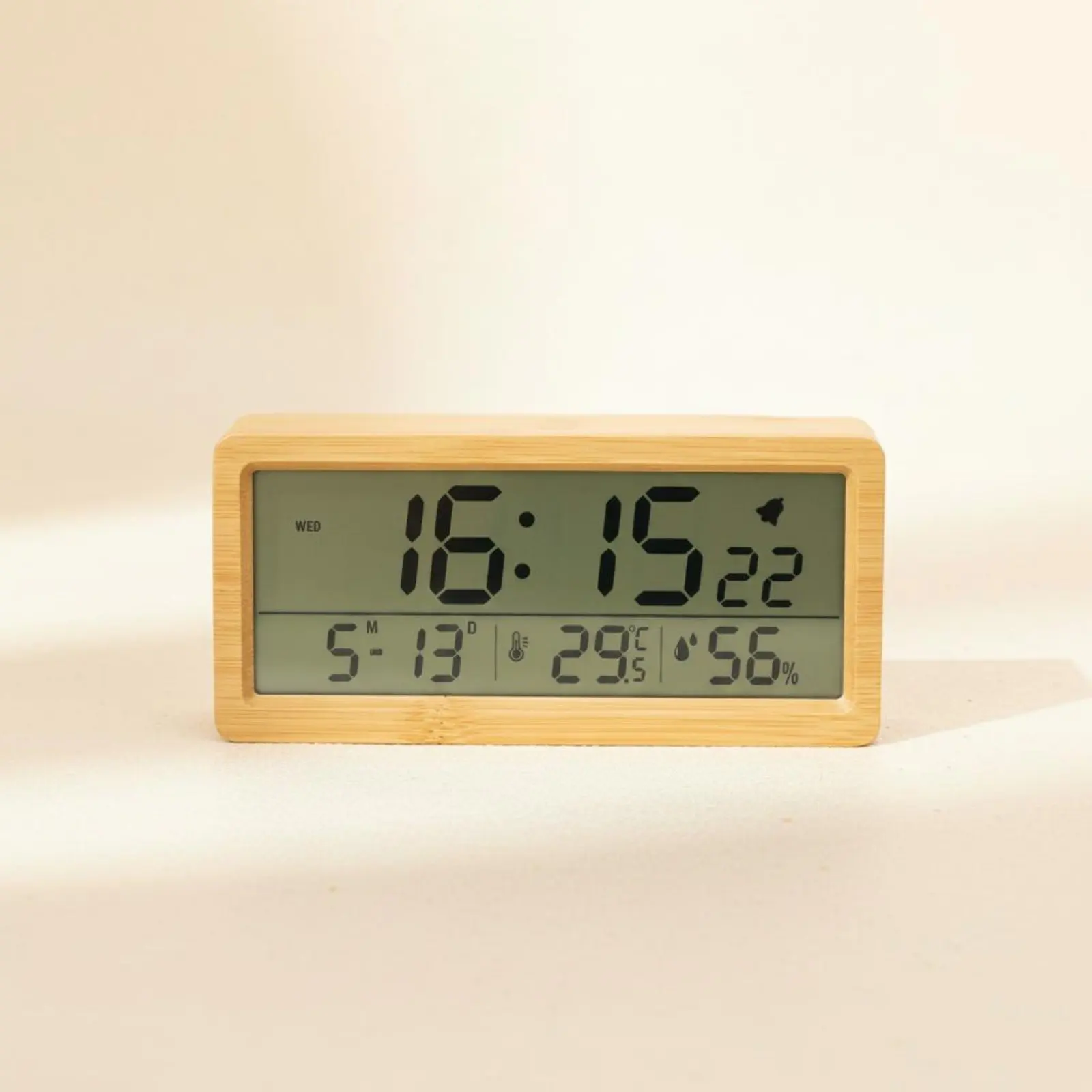 Reloj despertador de madera LCD con pantalla grande para oficina - imagen 4