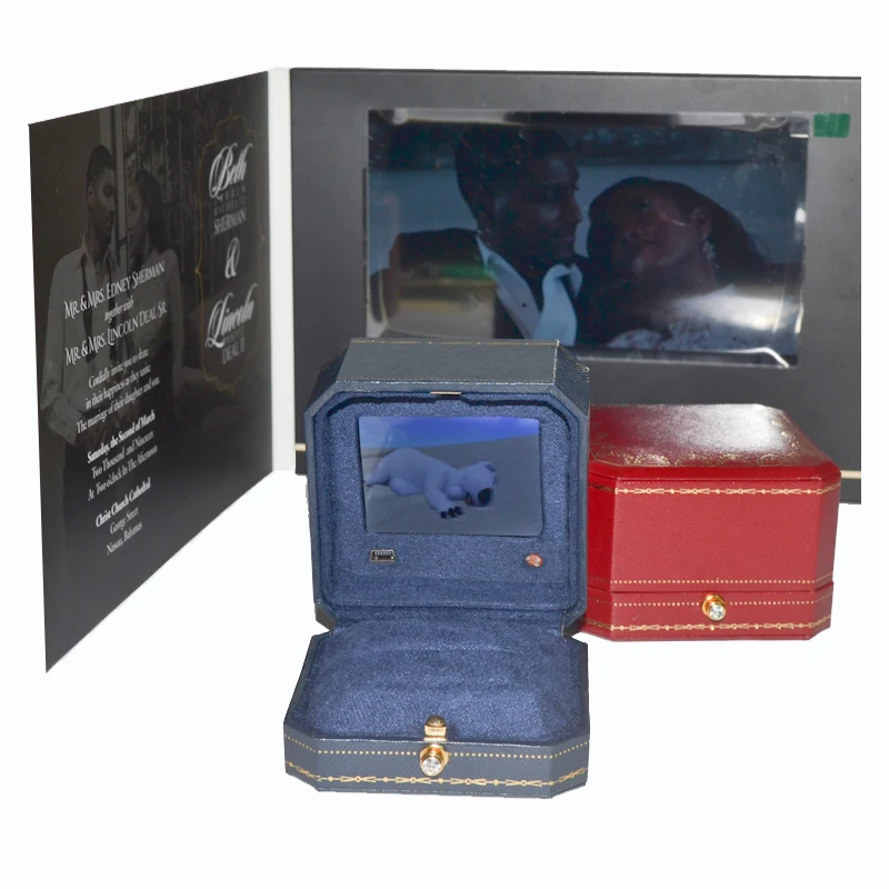 กล่องวิดีโอขนาด2.4นิ้วสำหรับเก็บแหวนจัดเก็บเครื่องประดับและของขวัญเซอร์ไพรส์ออกแบบได้ตามต้องการ