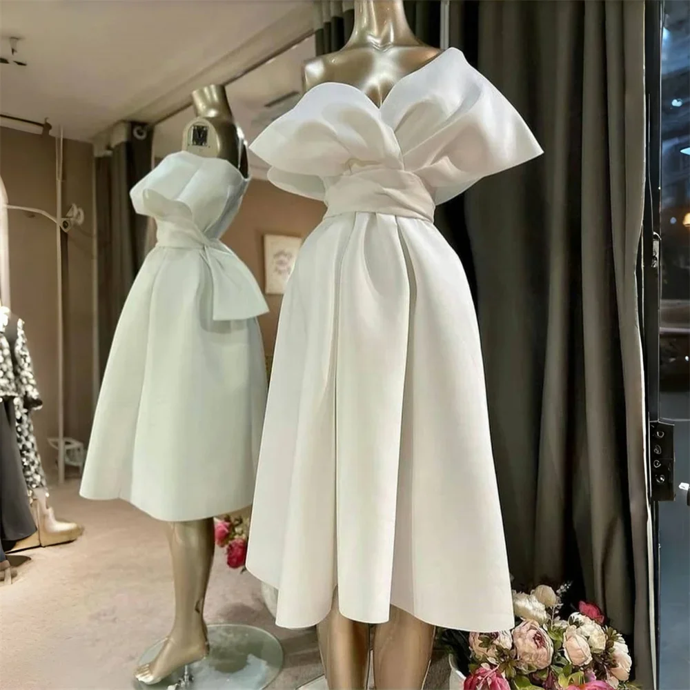 

Formal Dress Evening Dearin Off-the-shoulder A-line Ankle Length Skirts Fold Layered Knot Ribbon Bespoke Occasion Dresses Prom G