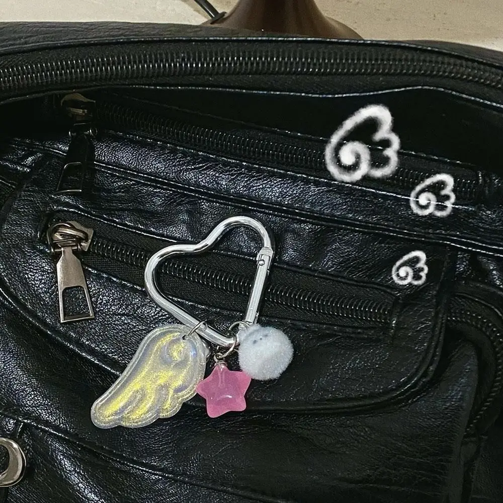 New Y2K Japanese Magical Girl Star Keychain Wing Rabbit Bag Pendant For Anime Lovers Backpack Decoration Accessories Car Keyring