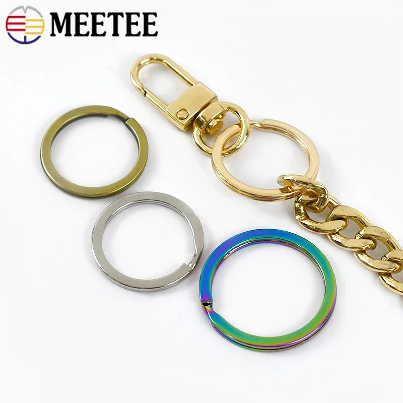 Meetee 20pcs Metal Keyring Split O Ring 20/25/29mm Circle Rings Buckles for Keychain Handbag Making Jewelry DIY Part Accessories