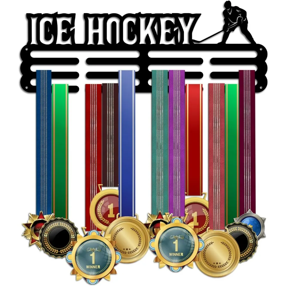 Ice Hockey Medal Hanger, Medal Display Frame Sports Ribbon Holder Competition Holder Medals Display Awards Rack