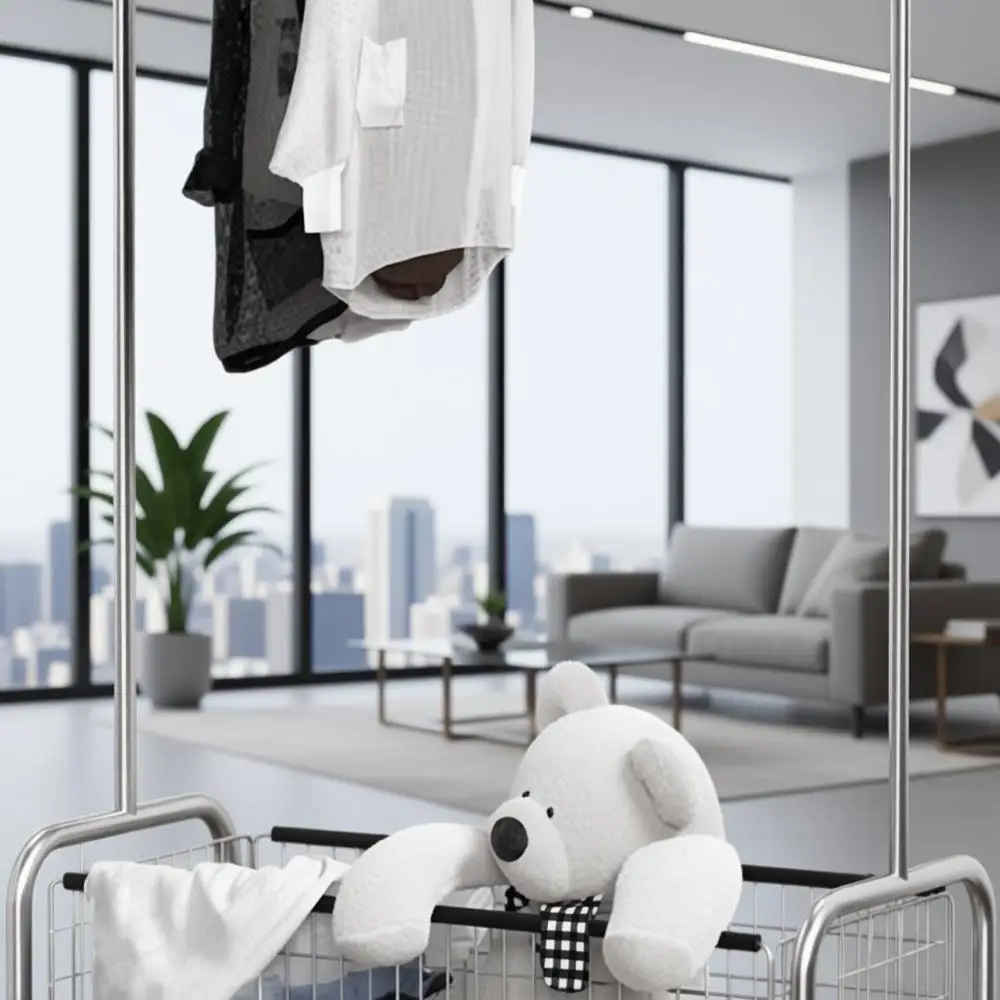 

40 многофункциональных вешалок для одежды на колесиках с корзинами для хранения для спальни и гостиной, простая сборка