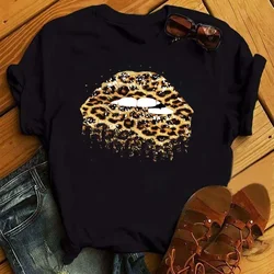 Leopard Print T Shirts Women Summer Short Sleeves T-shirt for Lady Shirt Harajuku O-neck Top Tees Female