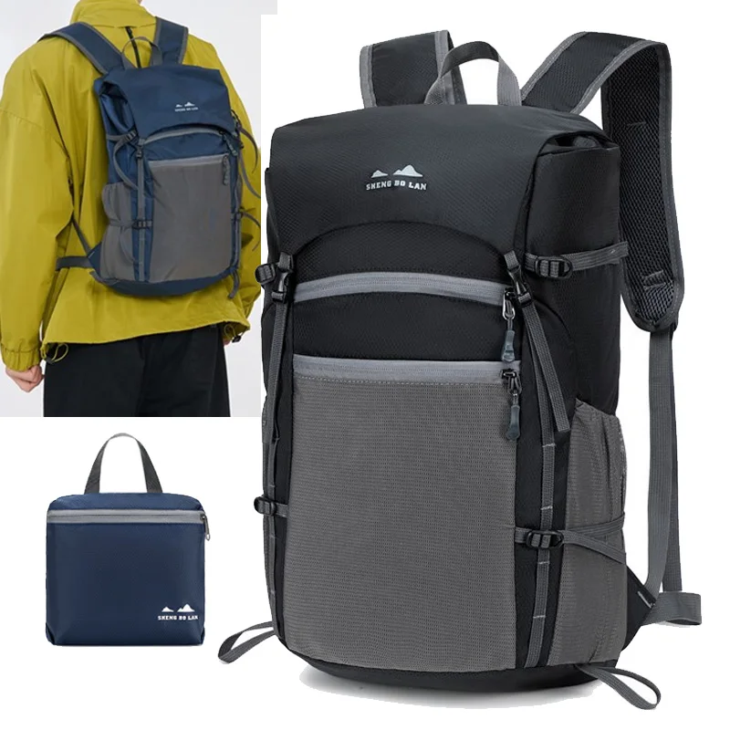 

Lightweight Outdoor Backpack For Men Travel Camping Hiking Running Bag Large Waterproof Foldable Mountaineering Flip Top Pack