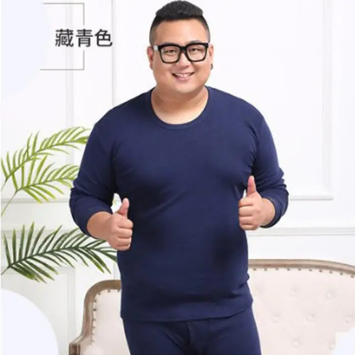 Large Size 6XL 7XL 8XL Winter Men warm 100% cotton underwear Thermal Leggings sets tops and pants elasticity Stretch Bottoms 54