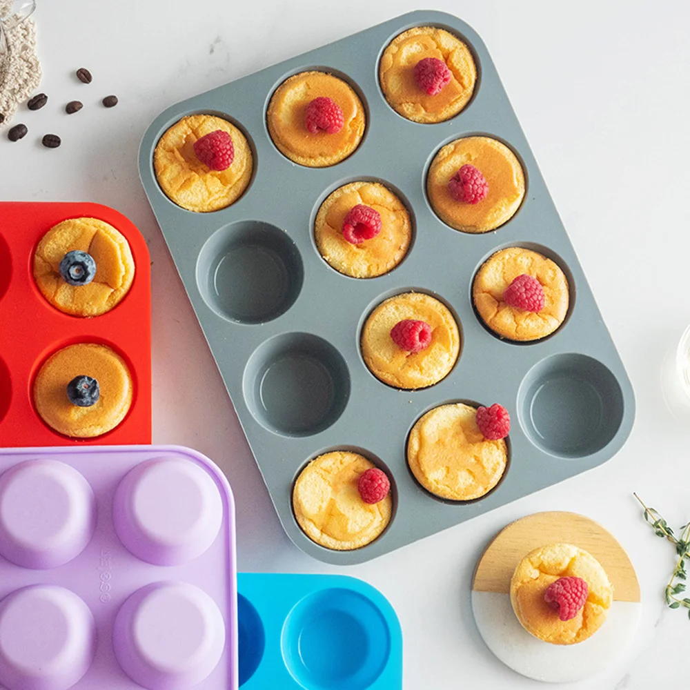 12 Löcher Silikon Backform zum Backen 3D Back geschirr Schokolade runde Kugel Form Cupcake Pfanne Kuchen DIY Muffin Küchen werkzeug