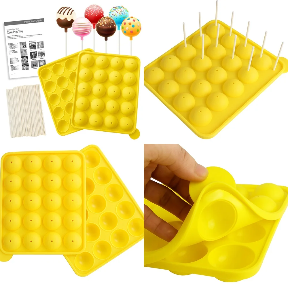 

Silicone Cake Pop Mold 20 Cavity Non Stick Baking Tray Set with Sticks and Easy Instructions for Homemade Treats Perfect for