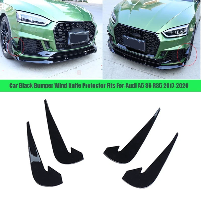 Car ABS Black Bumper Wind Knife Protector Fits For  A5 S5 RS5 2017 2018 2019 2020