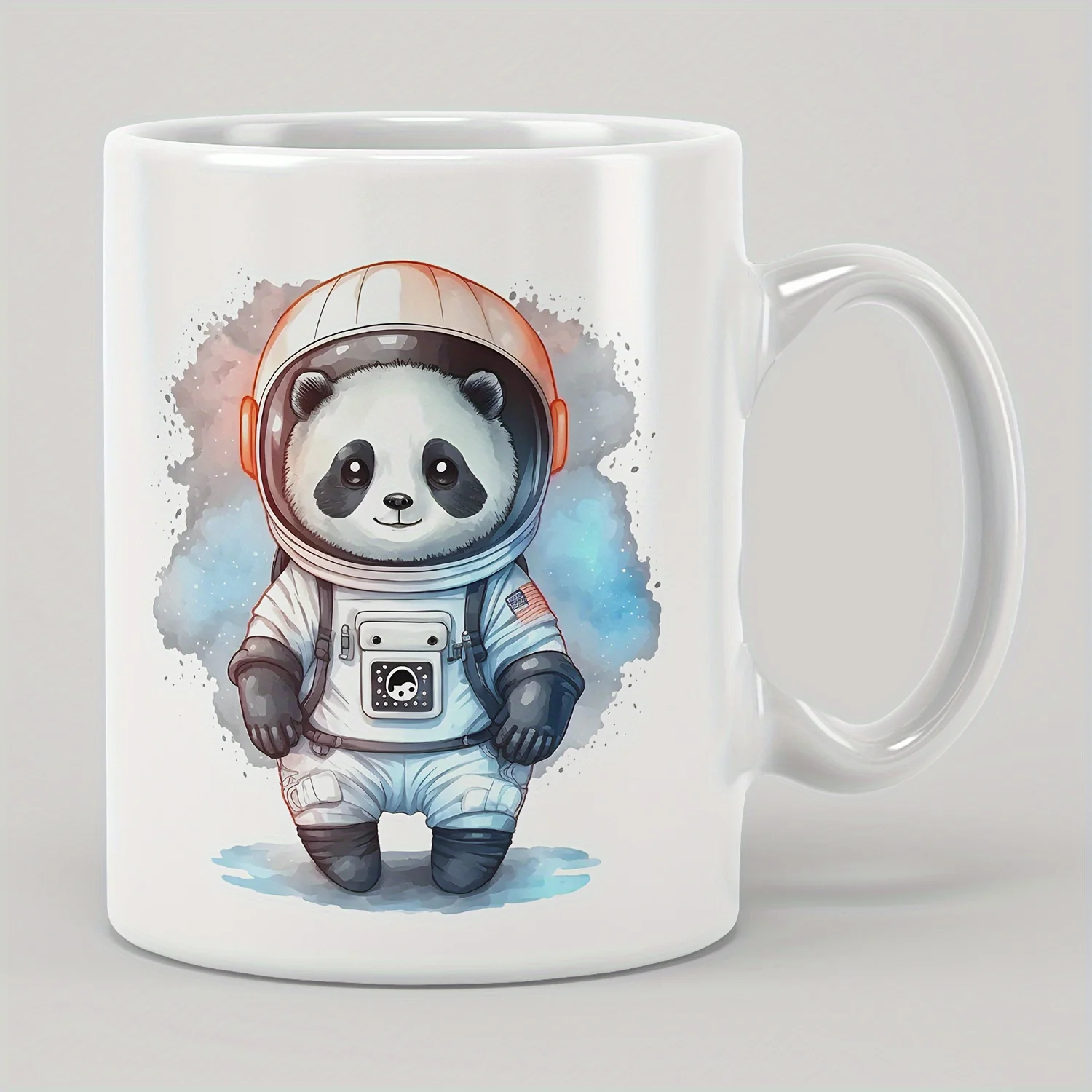 1pc Panda astronaut design mug, machine washable, suitable for everyday use in the kitchen and office.