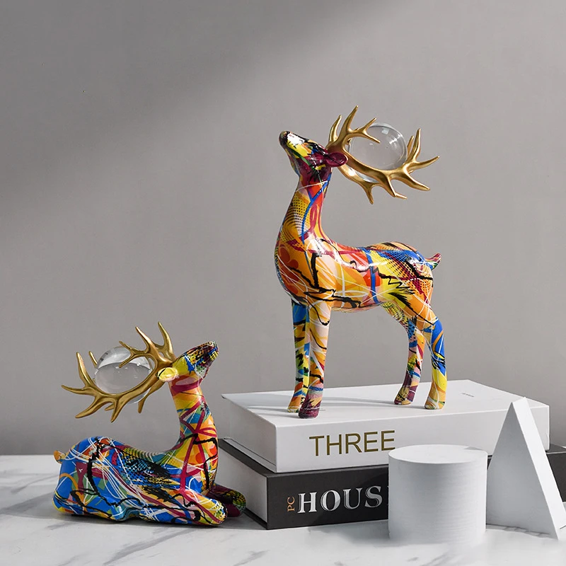 statue-de-renne-coloree-d'art-moderne-creatif-sculpture-de-cerf-de-restaurant-graffiti-decoratif-resine-de-bureau-artisanat-de-decoration-pour-la-maison