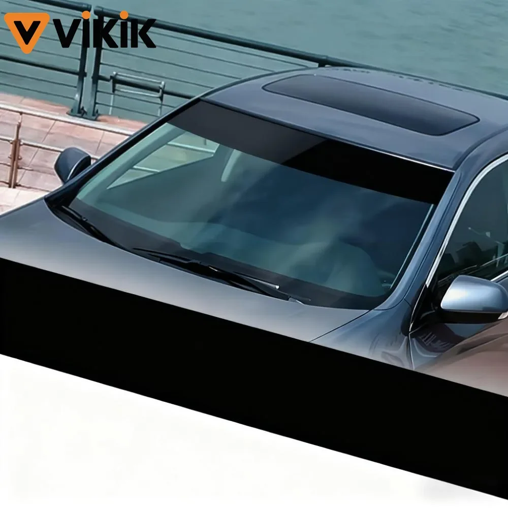 Glossy Black Car Sun Visor Strip Front Glass Windshield Shade Protector Sticker Anti UV Protection Decoration 20x150 cm