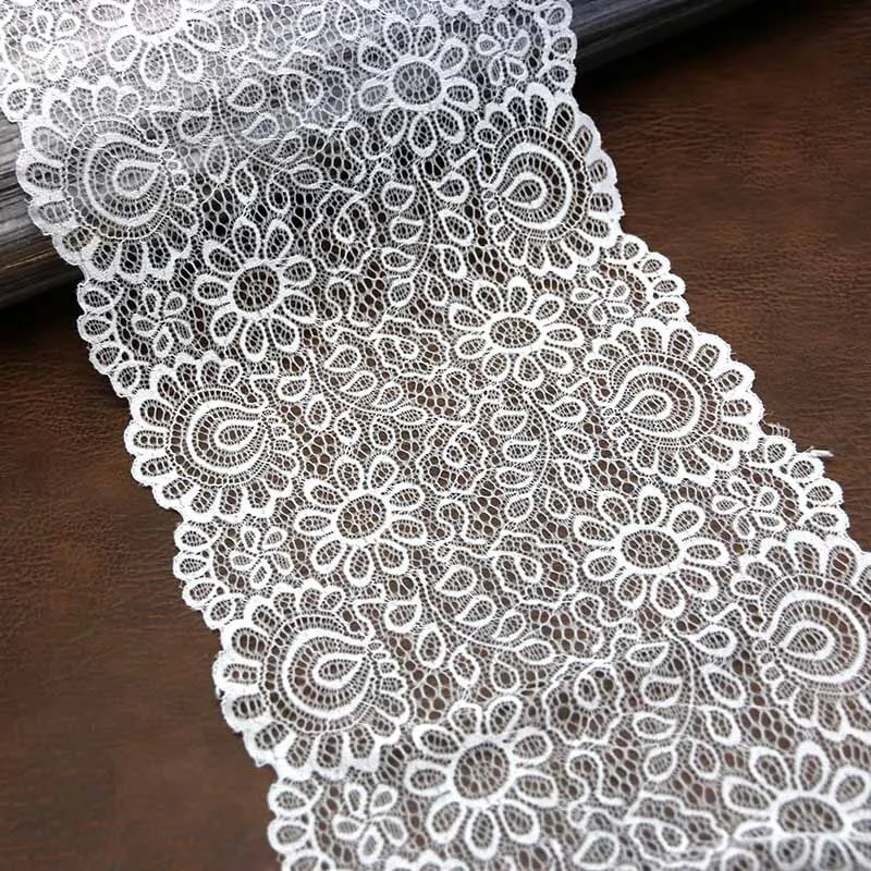 (3 meters/roll) 220mm White And Black Elastic Lace Fabric French Hollow Underwear Lace Trim Manual DIY Exquisite Design