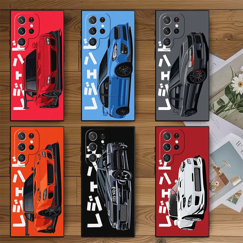 JDM Tokyo Drift Sports Car Soft Phone Case for Samsung Galaxy S26 S25 Edge S24 Ultra S23 Plus S22 S21 FE S20 Black Cover Back Sh