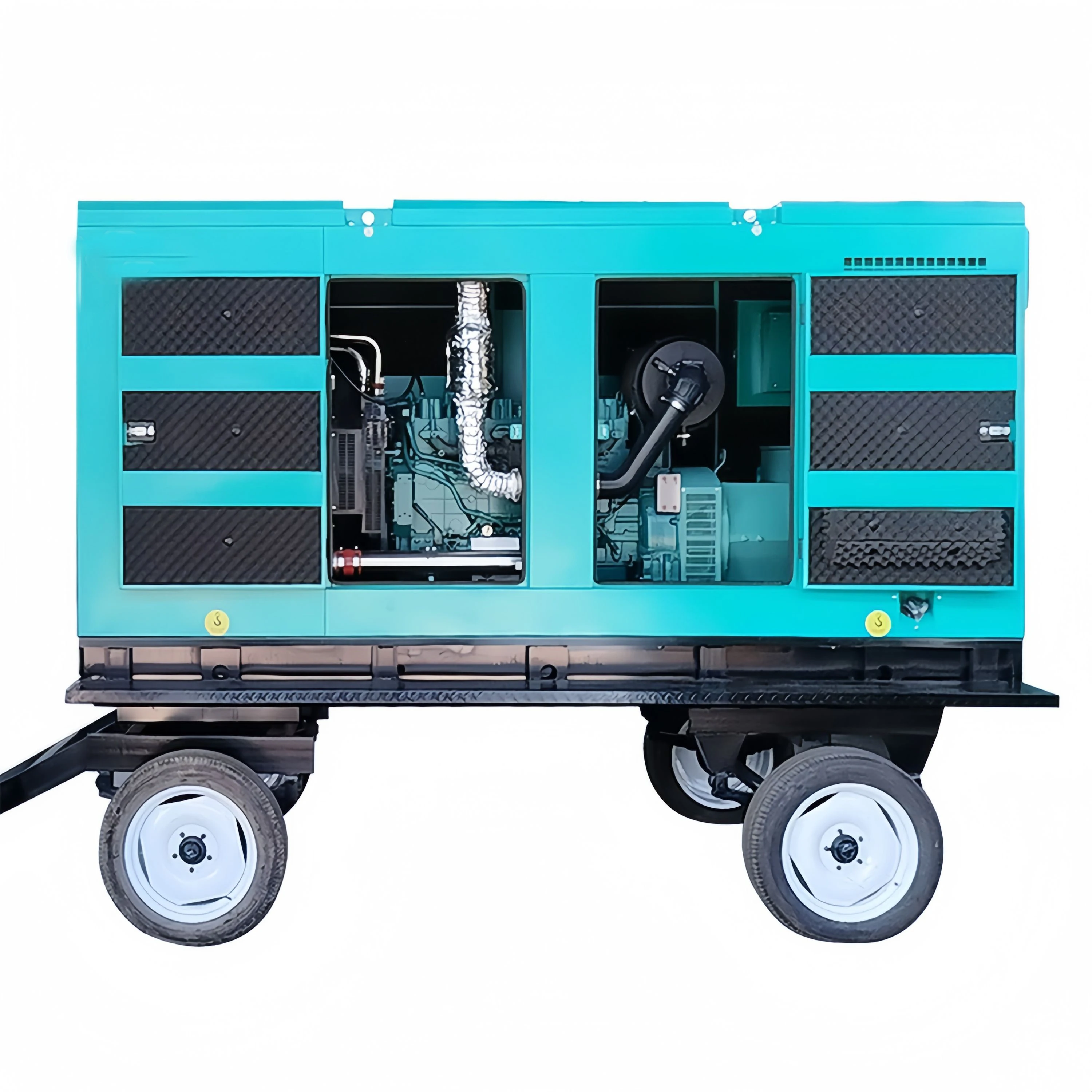 180kva Four Wheel Mobile Silent Trailer Diesel Genset Three Phase Temporary Power For Road Construction