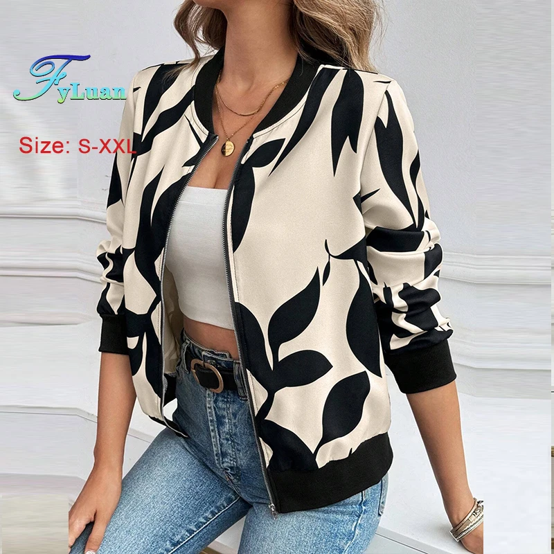 2025 Autunno Nuovo Cappotto Blazer da donna Stampa di moda Colletto da baseball Cappotto casual Temperamento Pendolarismo Sport Top versatili