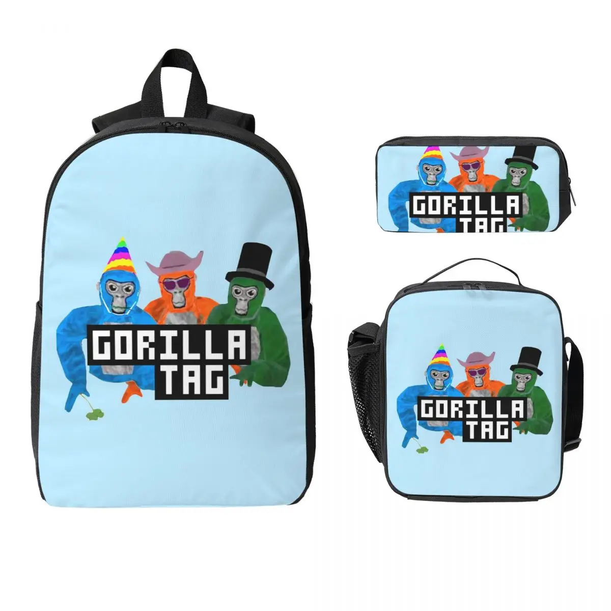 

Gorilla Tag Party Hat Gorilla Tag Backpack Student Boy Girl BookBag School Bag Shoulder Bags 3ps Insulated Lunch Bag Pencil Case