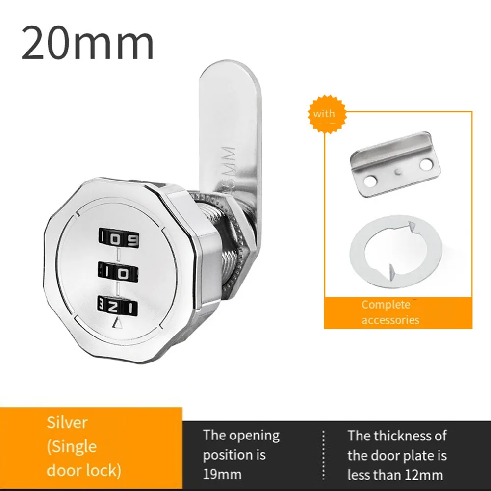 1pcs Drawer Combination Lock Zinc Alloy Turn Tongue Locker Combination Lock For 1-20mm Plate M19mm Lock Body Diameter Hardware