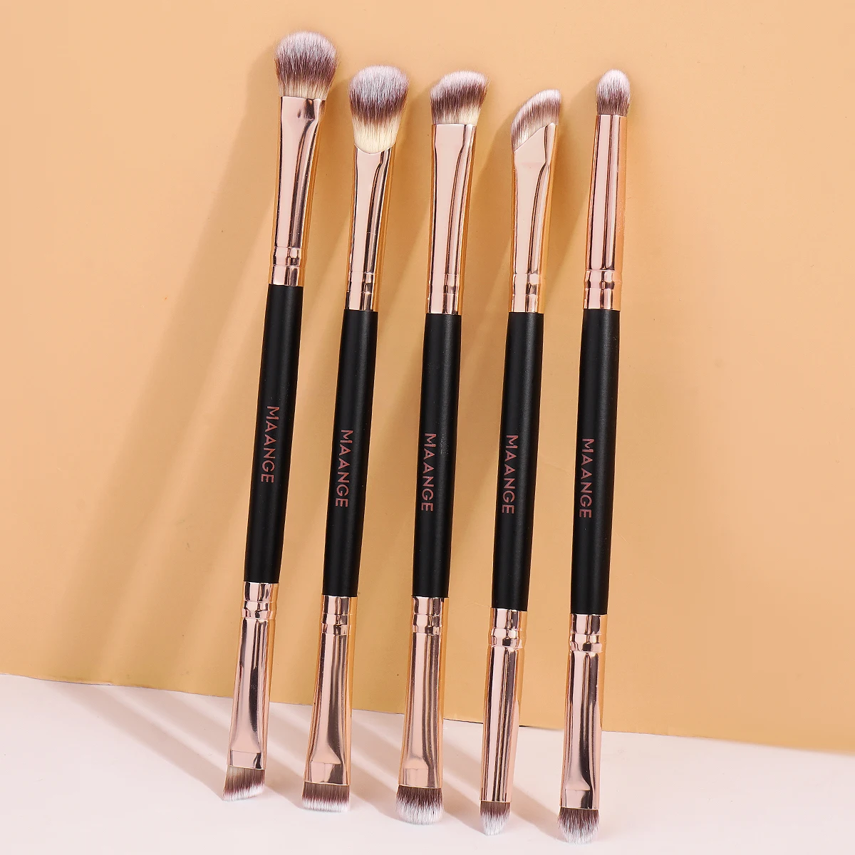 Maange kit de pincéis de maquiagem para os olhos, 5 peças, sombra, contorno do nariz, mistura de manchas, cerdas sintéticas macias, pincel labial, ferramentas de beleza cosmética
