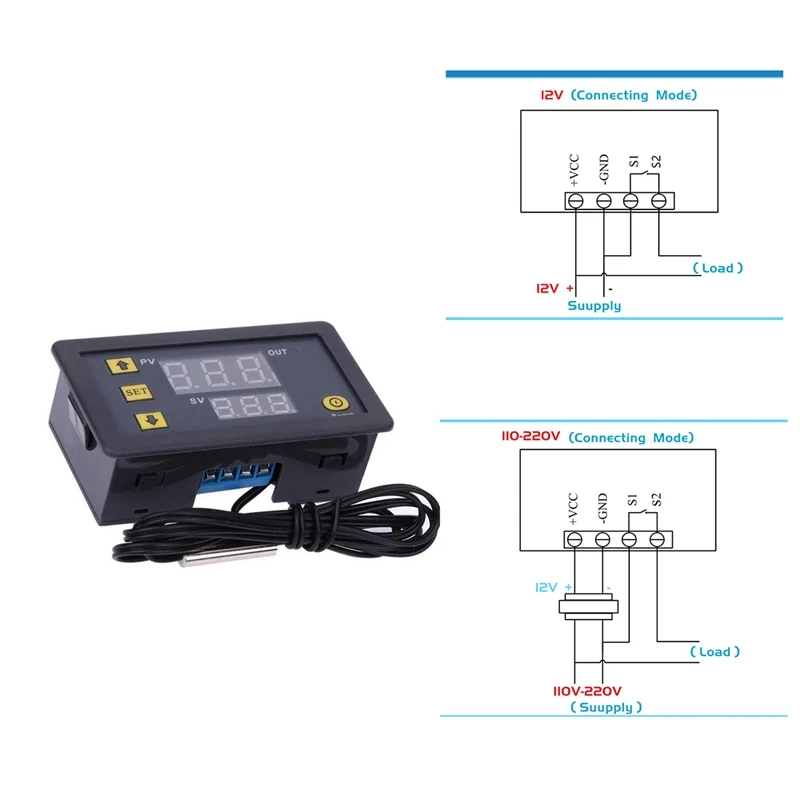 W3230 Probe Line 20A Digital Temperature Control LED Display Thermostat Heat/Cooling Control Instrument
