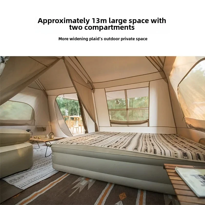 خيمة أوتوماتيكية للتخييم في الهواء الطلق، معدات التخييم، غرفتان وغرفة معيشة واحدة