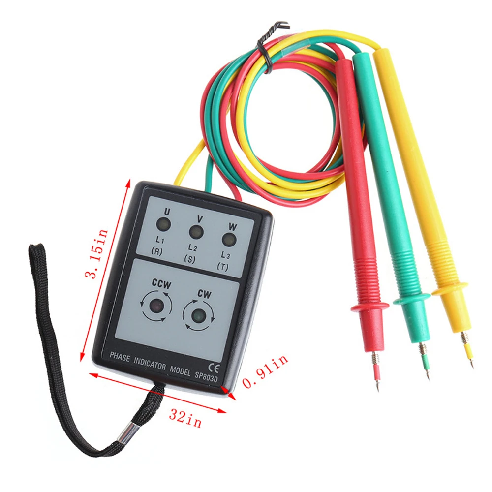 Tester di rotazione del rilevatore trifase misuratore di fase a corrente alternata trifase Tester di sequenza di fase indicatore di ordine di fase