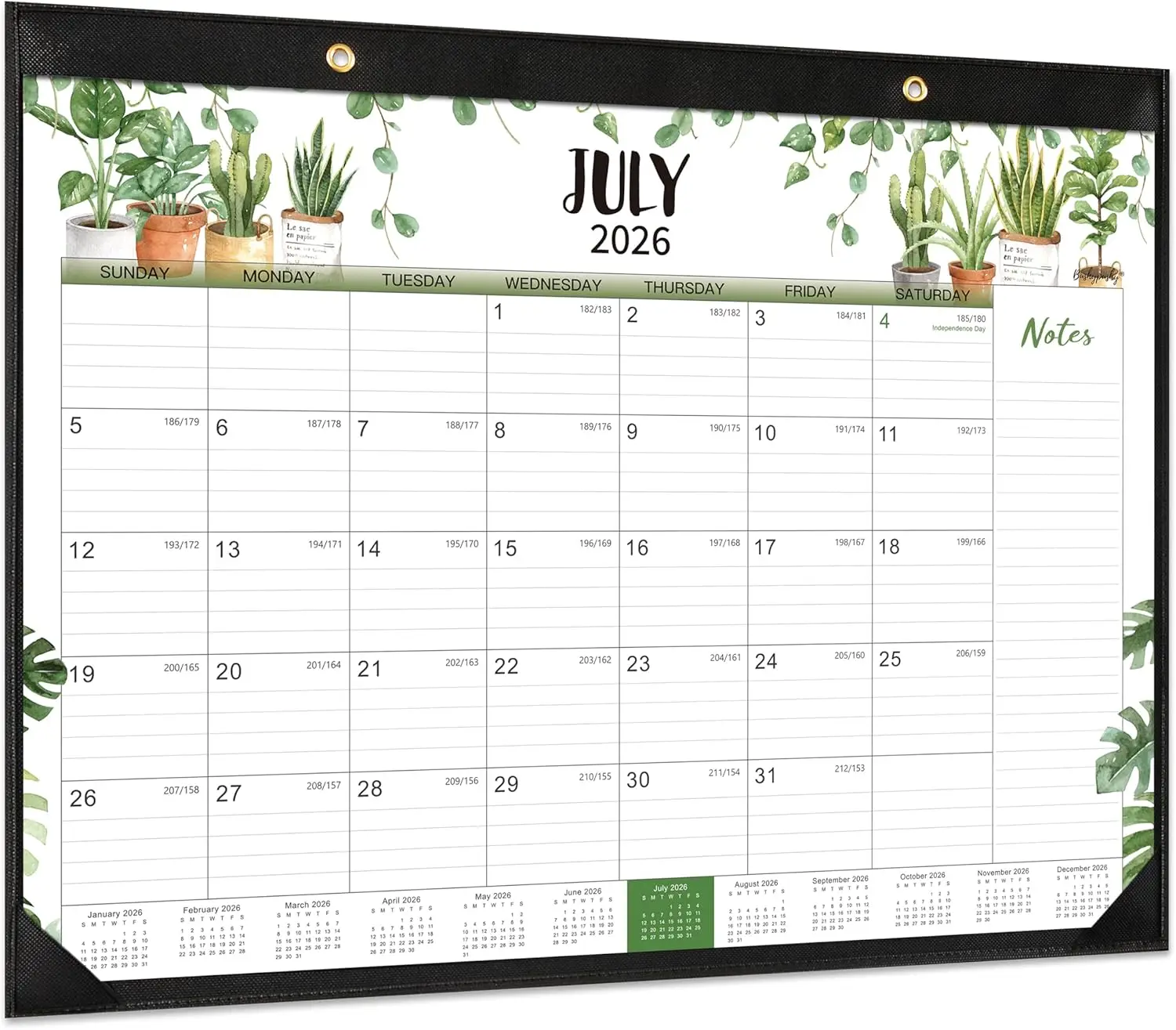 

18-Month Desk Calendar Jul. 2026-Dec. 2027, Large 22x17", Corner Protectors, Plants Design