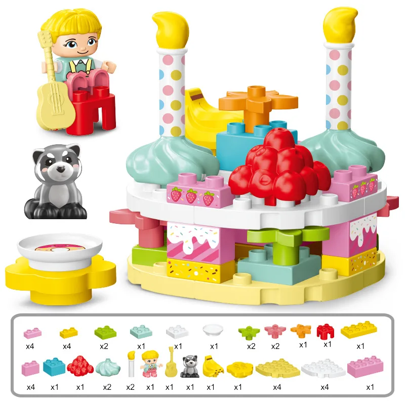 45 قطعة/المجموعة الإبداعية كعكة عيد ميلاد سعيد سلسلة كبيرة الجسيمات اللبنات التعليم المبكر لغز لعب للأطفال هدية الكريسماس