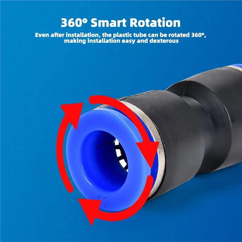 ABYN-1/4 Inch For Push To Connect Quick Release Pneumatic Fittings 50Cs Connector Assortment Kit For PU PE Pipe Repair Accessory