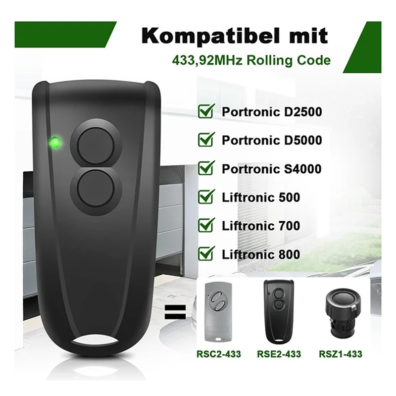 2 Buah Remote Control 433.92Mhz untuk Pembuka Pintu Garasi, Pemancar Genggam 2 Saluran untuk Hormann Ecostar RSC2, RSE2