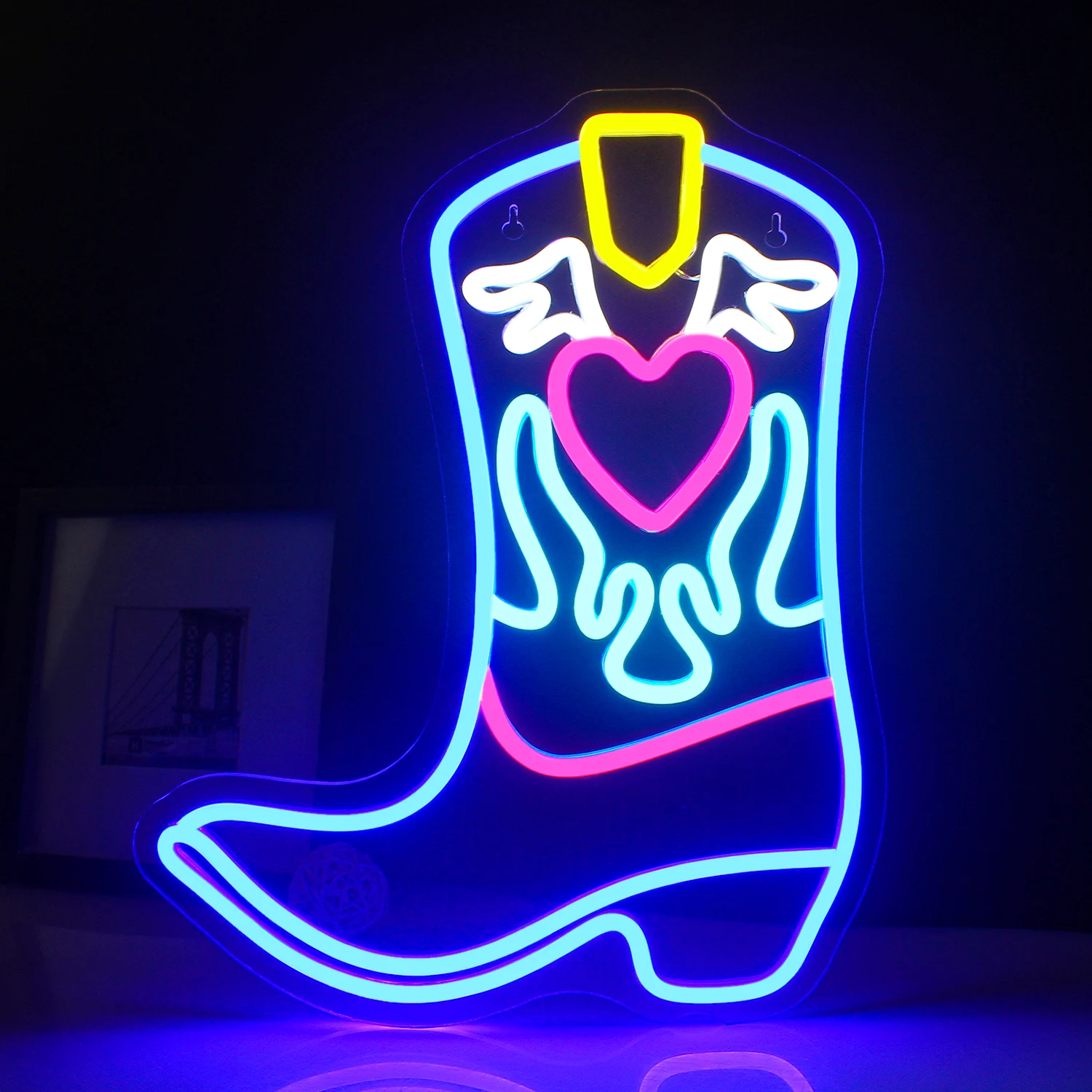 

Cowboy Boots Neon Sign LED Lights Aesthetic Room Decoration USB Powered Art Wall Lamp For Bedroom Home Bars Party Festival Logo