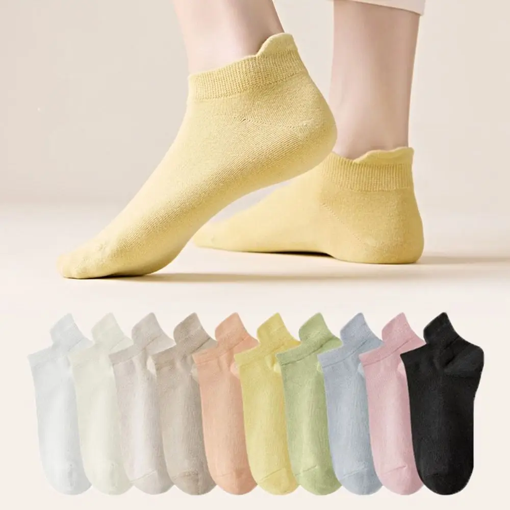 

10Pairs Candy Color Invisible Boat Socks Korean Style Harajuku Mesh Short Socks Breathable Sports Socks Ear Lifting Socks