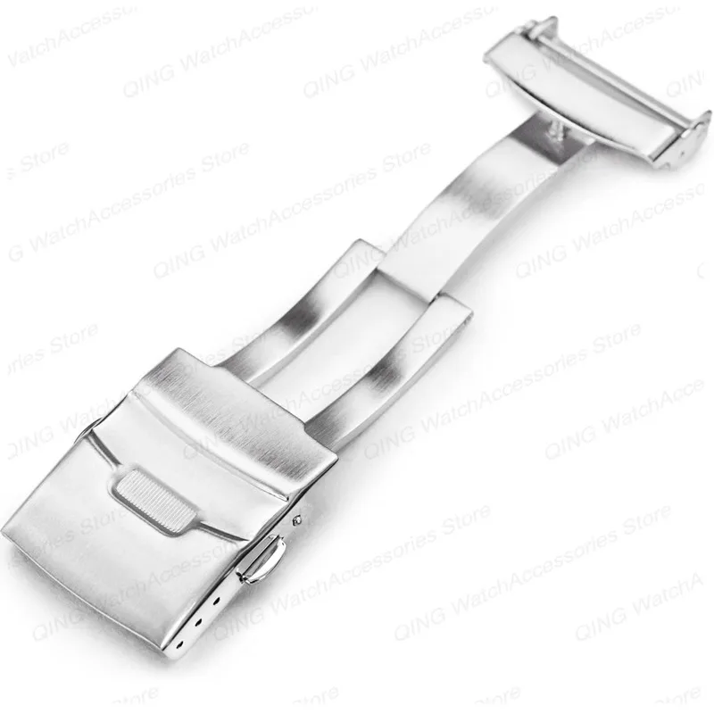 Solid Folding Clasps 304L Stainless Steel Watchband Buckle 18/20/22/24mm Thickened Double Press Folding Button Watch Accessories image 3