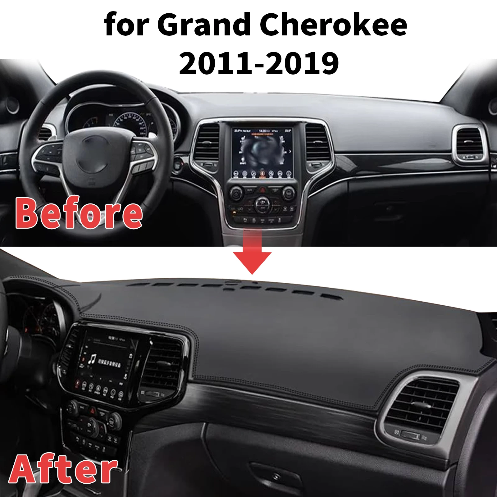 For Jeep Grand Cherokee WK2 2011-2020 Dashboard Cover Sun Shade Protector Dashmat Anti-Glare UV Block Carpet Mat Dash Mat