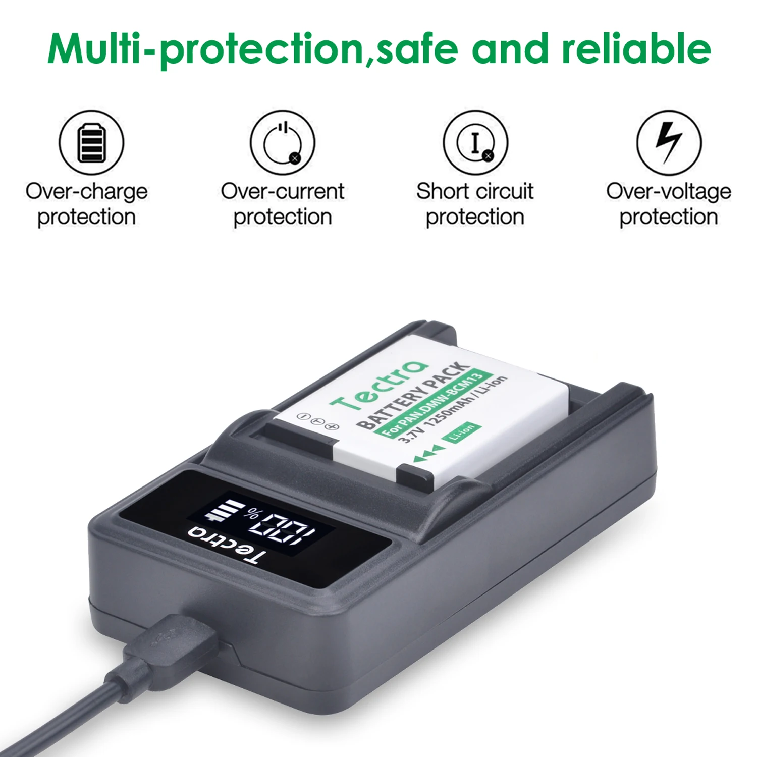 DMW-BCM13 DMW BCM13E BCM13PP Battery OR LED  Charger for Panasonic Lumix DC-TS7, DMC-FT5, DMC-LZ40, DMC-TS5, DMC-TZ37 TZ40 TZ41