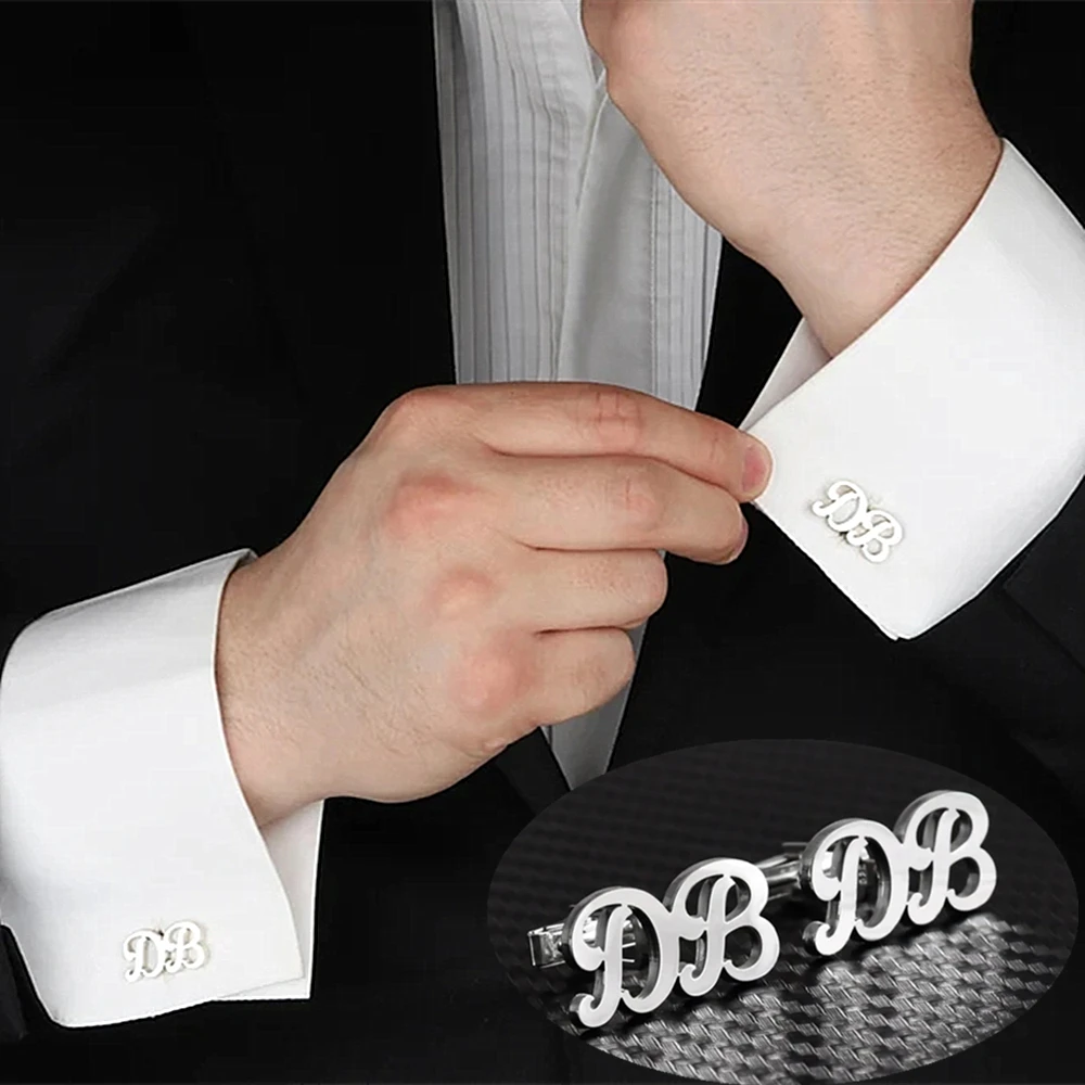 Customied Cufflinks for Mens Personalized Tailor Logo Name Letter Stainless Steel Suit Shirt Button Wedding Groomsmen Gift