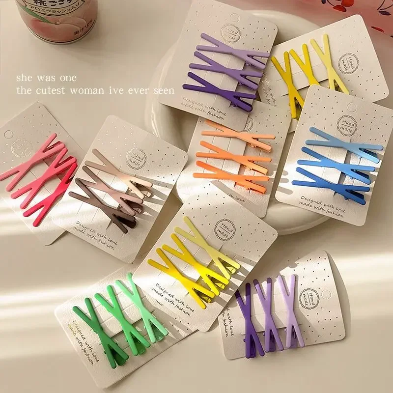 

Korean Sweet Girls Sweet Hairpin Gradient Color Cross Seamless Bangs Side Clip Broken Hair Clip Edge Clip Candy Color Headwear