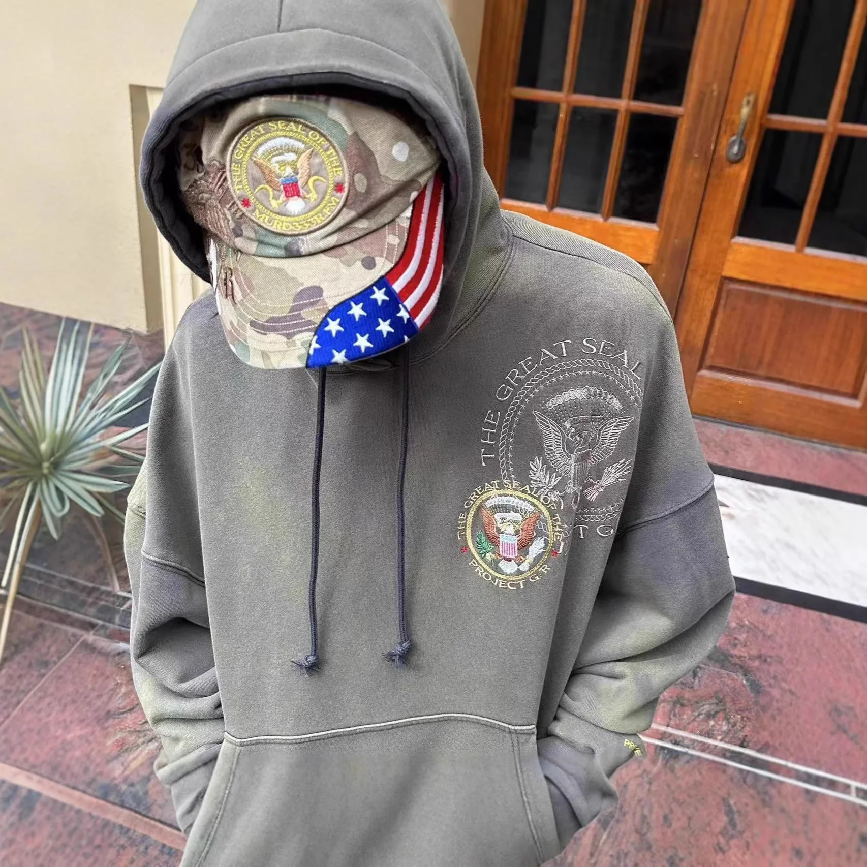 Grailz Vintage Washed Medal Hooded Sweatshirt Jacket T-shirt for Men and Women, 2026 Project G/R