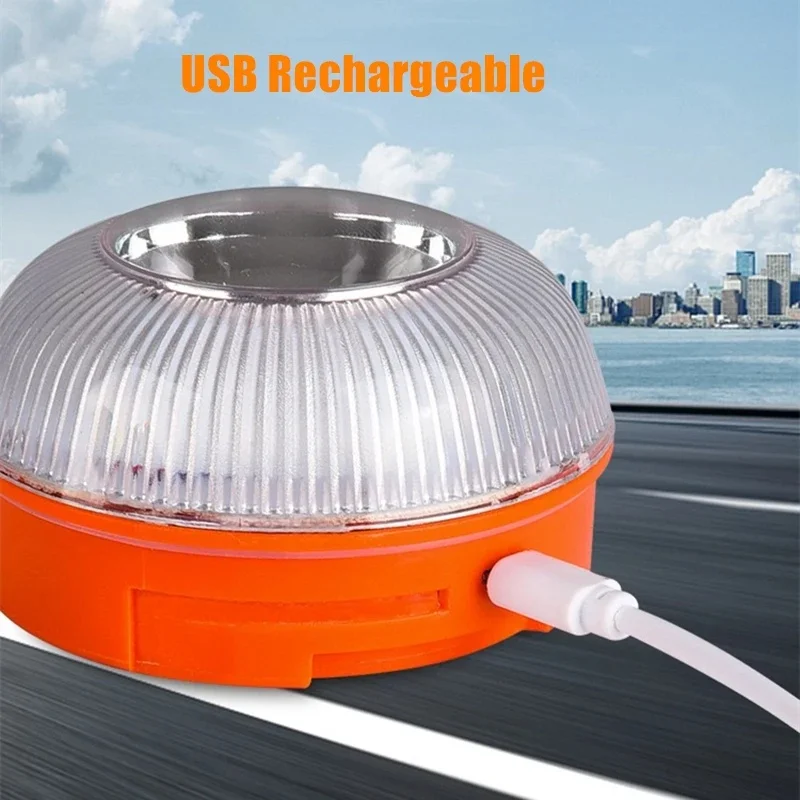 Rechargeable V16 Car Emergency Help Light Flash Light Explosion Beacon Light  Magnetic Induction Strobe Flashing Warning Light