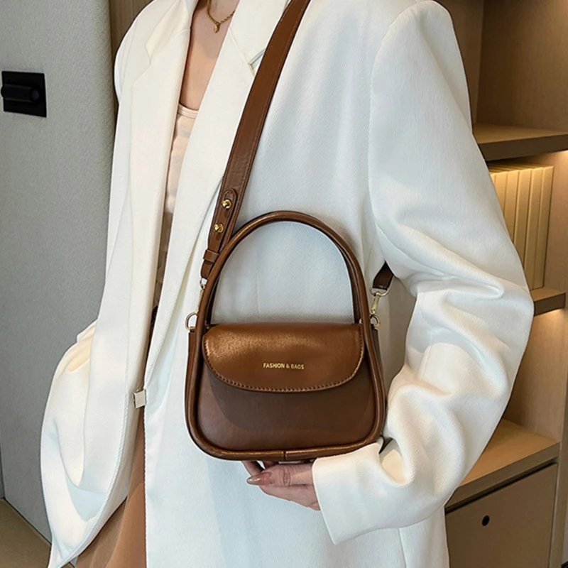 Women Shoulder Bag PU-Leather Crossbody Bag Solid Color Underarm Bag 066F