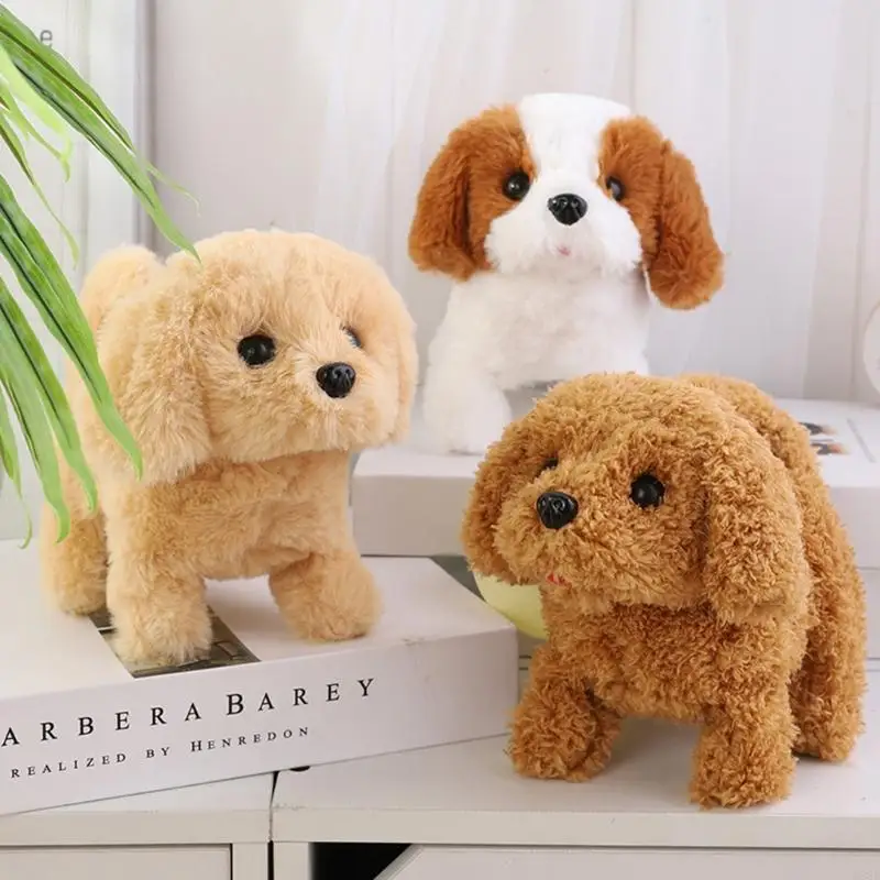 Y88D Simulation Electric Little Puppy Can Walk Bark Nod Wagging Tail Imulation Plush Stuffed Animal Dog