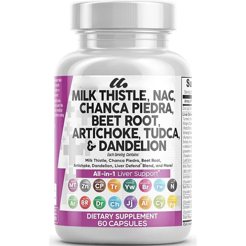 Milk thistle, beetroot, artichoke, dandelion root - liver cleansing, detoxification, and repair supplement