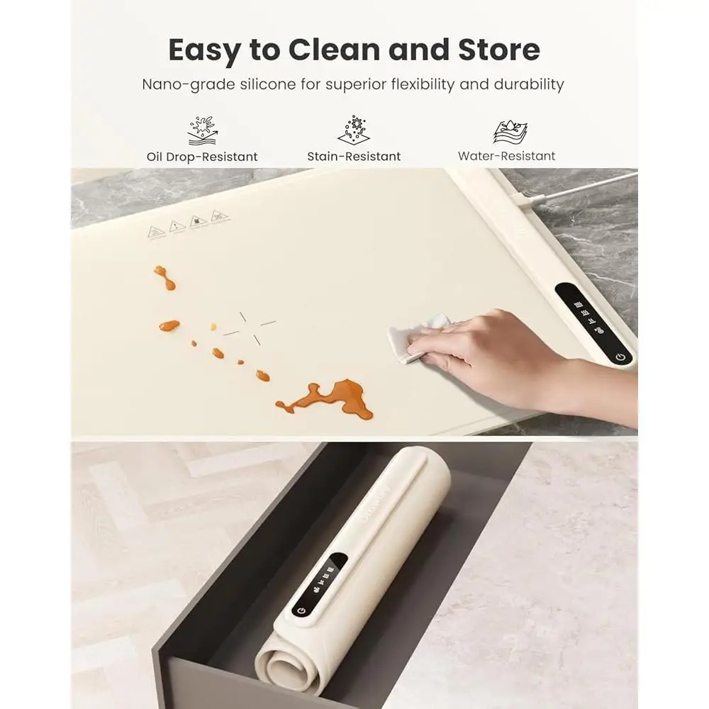 Portable Electric Food Warming Mat Silicone Heating Tray Rapid Even Heating Temperature Control Party Travel Kitchen Cooking